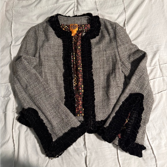 Tory Burch Jackets & Blazers - Tory Burch Textured Jacket with Velvet Accents